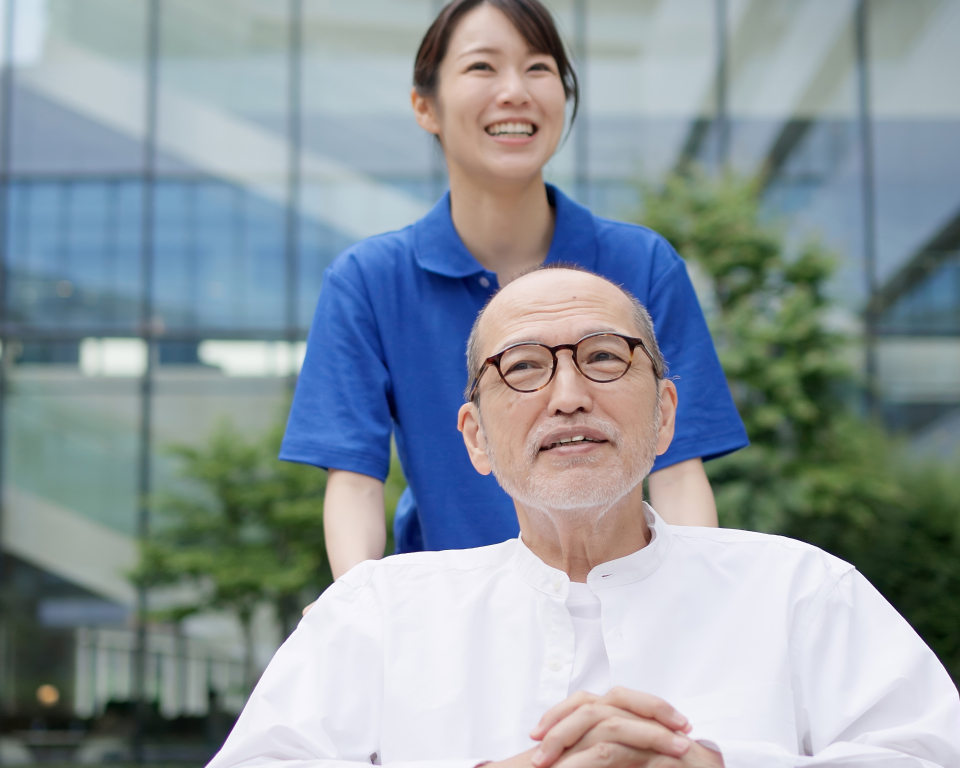 Patient being pushed on weelchair